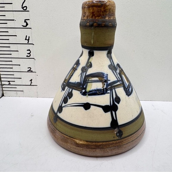 Vintage Harsa Israel hand painted Ceramic Vase blues greens browns cream 6" 1986 - Picture 4 of 12